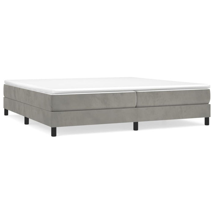 Pat box spring cu saltea, gri deschis, 200x200 cm, catifea - WALTI WALTI