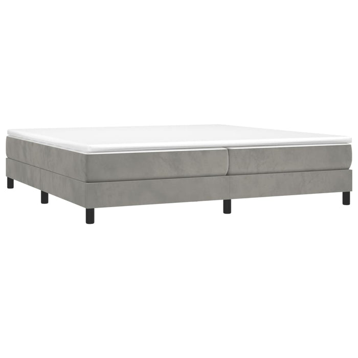 Pat box spring cu saltea, gri deschis, 200x200 cm, catifea - WALTI WALTI