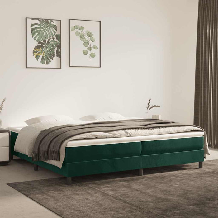 Pat box spring cu saltea, verde închis, 200x200 cm, catifea - WALTI WALTI