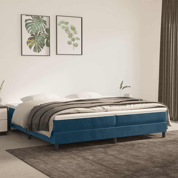 Pat box spring cu saltea, albastru închis, 200x200 cm, catifea - WALTI WALTI
