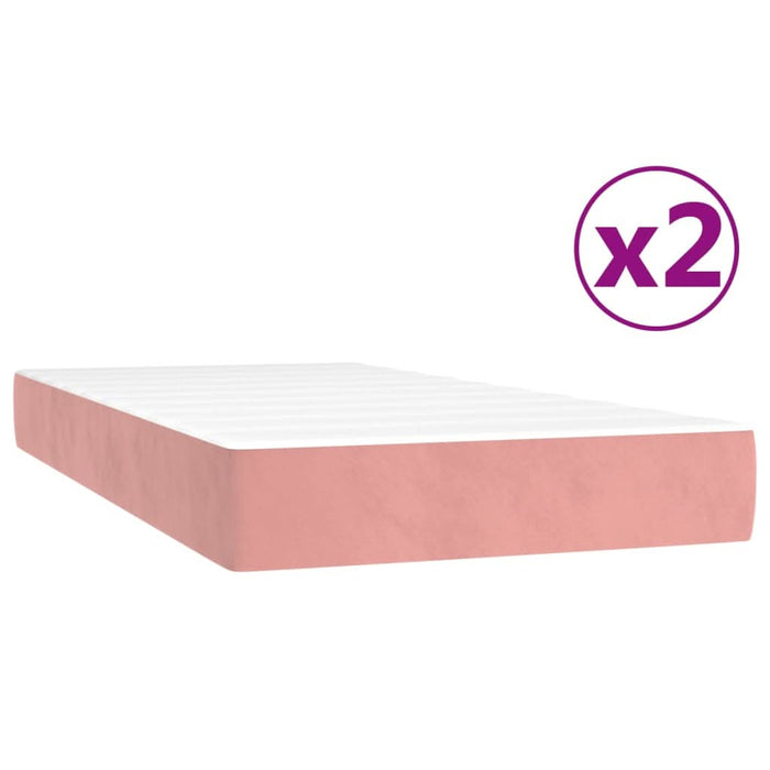 Pat box spring cu saltea, roz, 200x200 cm, catifea - WALTI WALTI