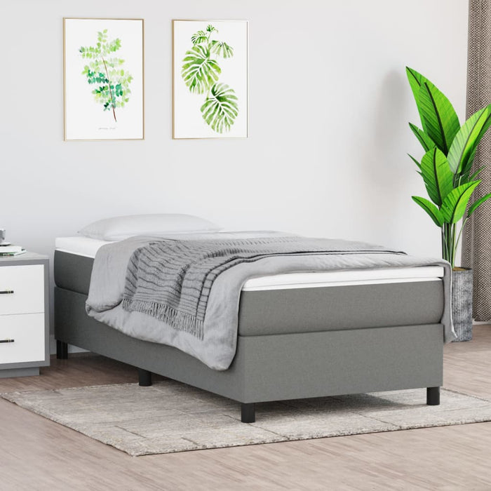 Pat box spring cu saltea, gri închis, 90x190 cm, textil - WALTI WALTI