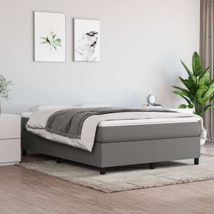 Pat box spring cu saltea, gri închis, 140x200 cm, textil - WALTI WALTI