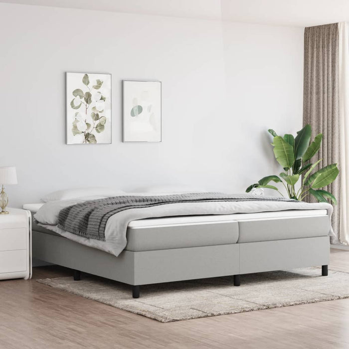 Pat box spring cu saltea, gri deschis, 200x200 cm, textil - WALTI WALTI