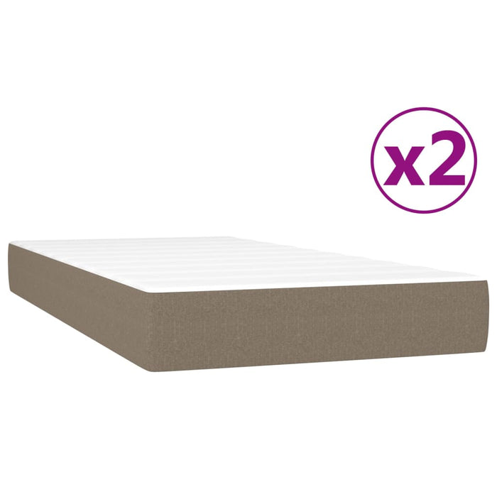Pat box spring cu saltea, gri taupe, 200x200 cm, textil WALTI