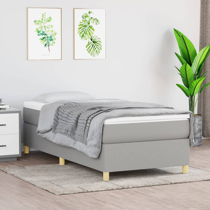 Pat box spring cu saltea, gri deschis, 80x200 cm, textil - WALTI WALTI