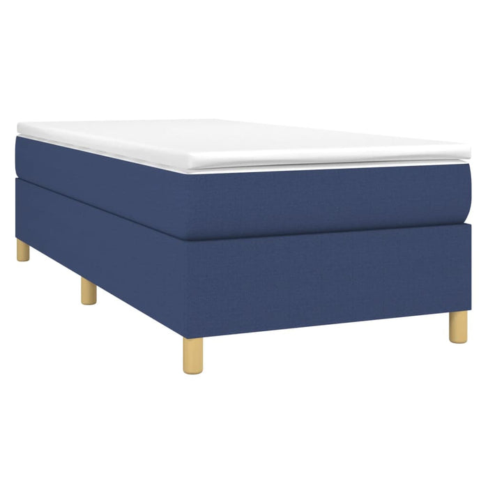 Pat box spring cu saltea, albastru, 80x200 cm, textil - WALTI WALTI