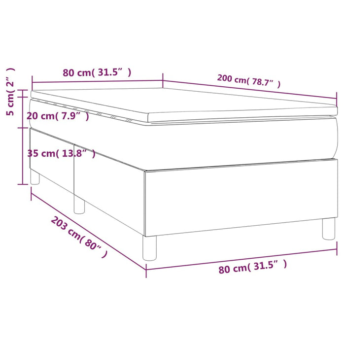 Pat box spring cu saltea, albastru, 80x200 cm, textil - WALTI WALTI