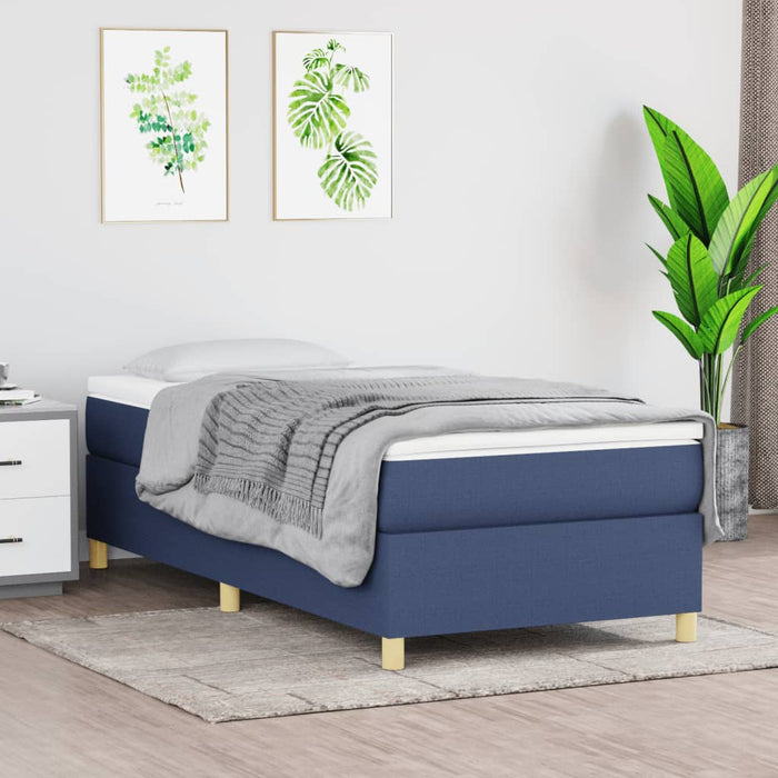 Pat box spring cu saltea, albastru, 80x200 cm, textil - WALTI WALTI