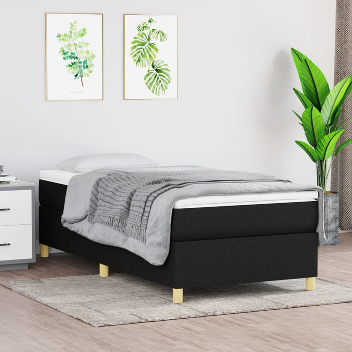 Pat box spring cu saltea, negru, 100x200 cm, textil - WALTI WALTI