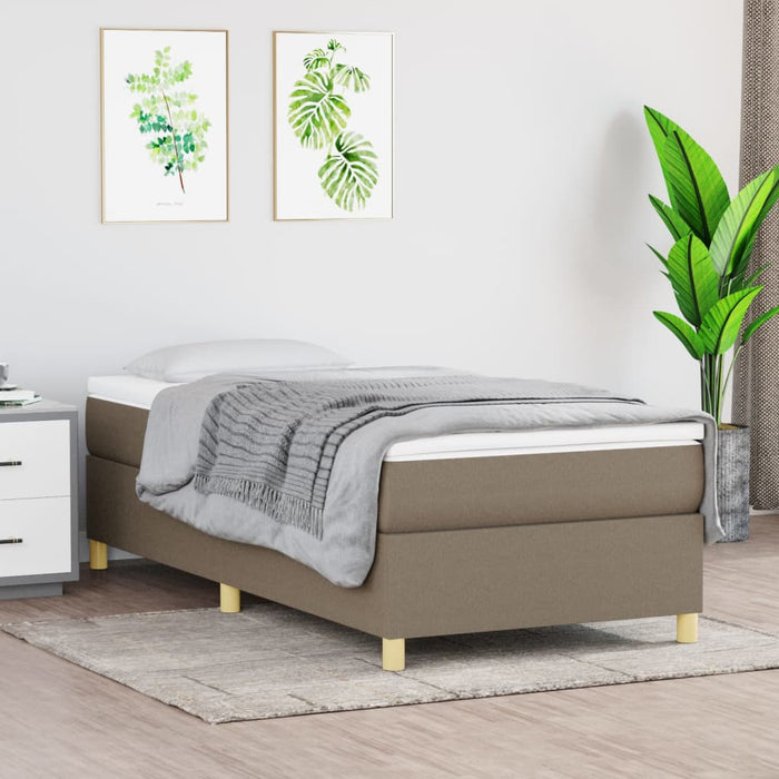Pat box spring cu saltea, gri taupe, 100x200 cm, textil - WALTI WALTI