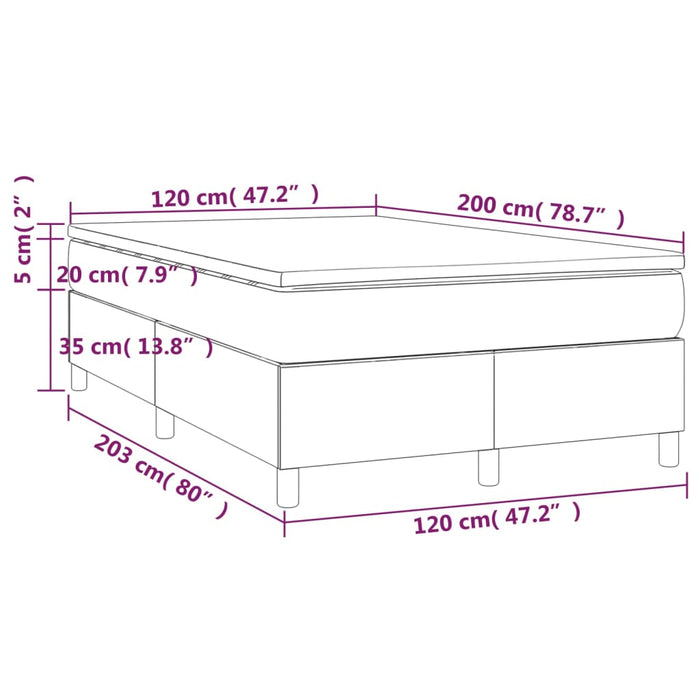 Pat box spring cu saltea, gri deschis, 120x200 cm, textil - WALTI WALTI