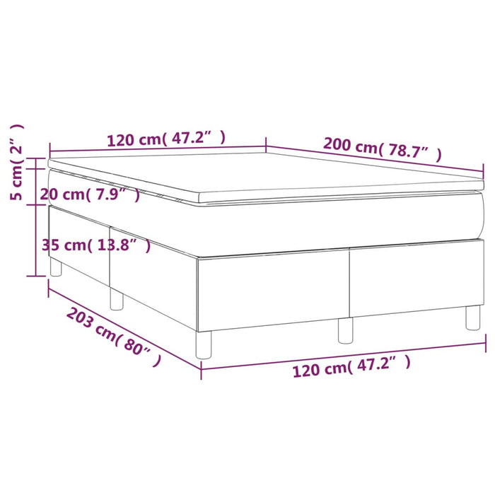 Pat box spring cu saltea, crem, 120x200 cm, textil - WALTI WALTI
