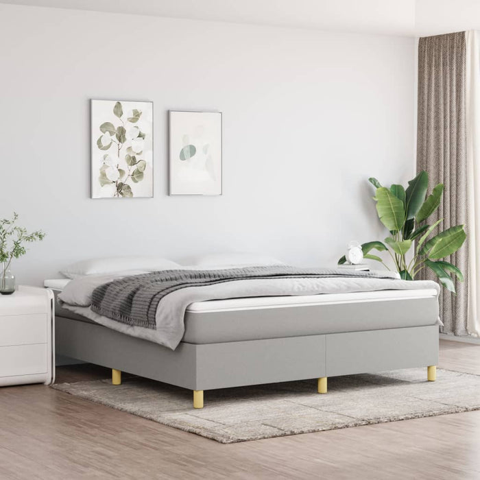 Pat continental cu saltea, gri deschis, 160x200 cm, textil - WALTI WALTI