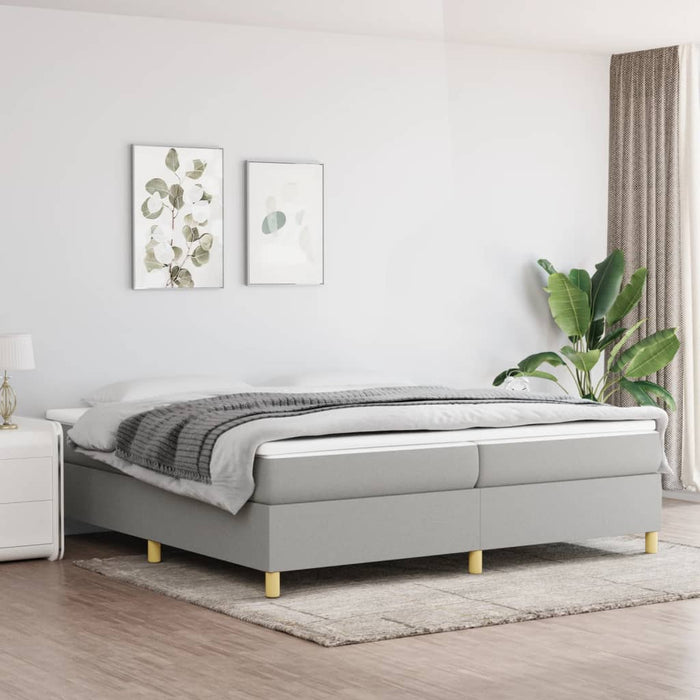 Pat box spring cu saltea, gri deschis, 200x200 cm, textil - WALTI WALTI