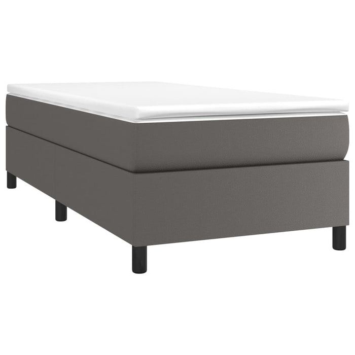 Pat box spring cu saltea, gri, 90x200 cm, piele ecologică - WALTI WALTI