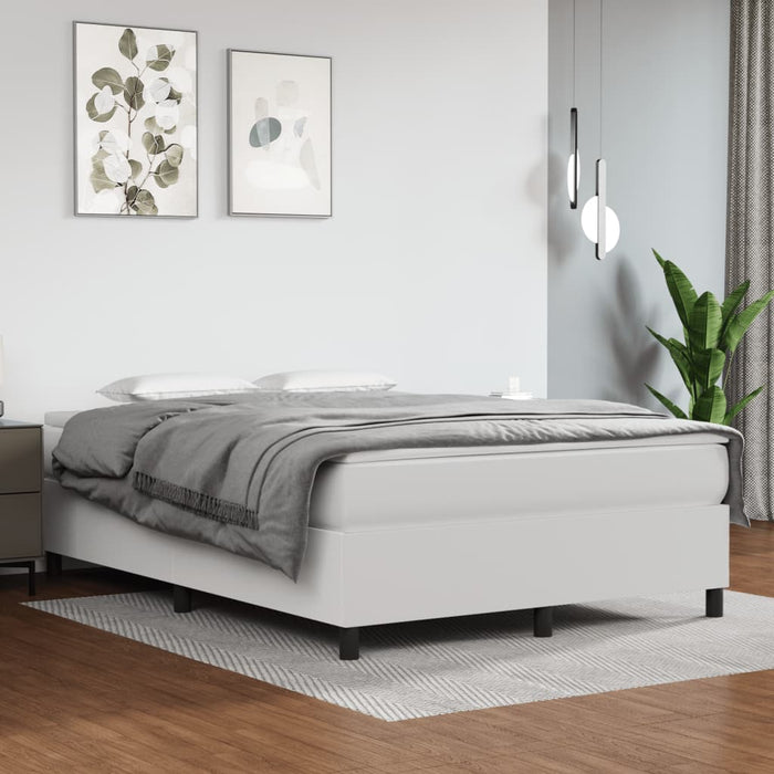 Pat box spring cu saltea, alb, 140x190 cm, piele ecologică WALTI