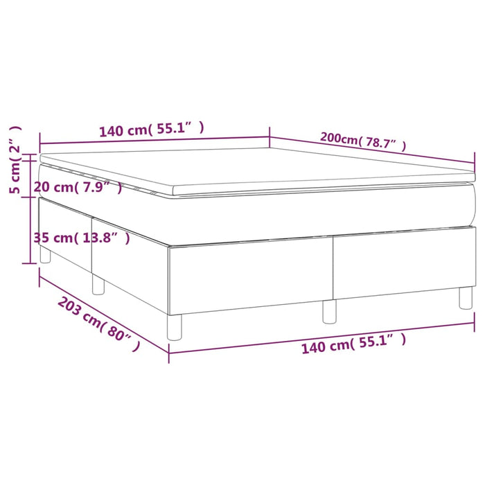 Pat box spring cu saltea, alb, 140x200 cm, piele ecologică WALTI