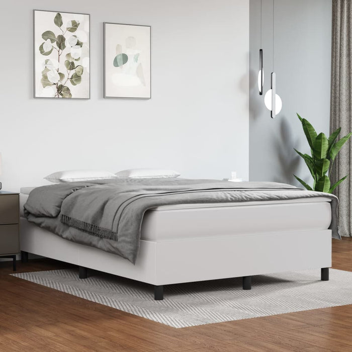 Pat box spring cu saltea, alb, 140x200 cm, piele ecologică WALTI
