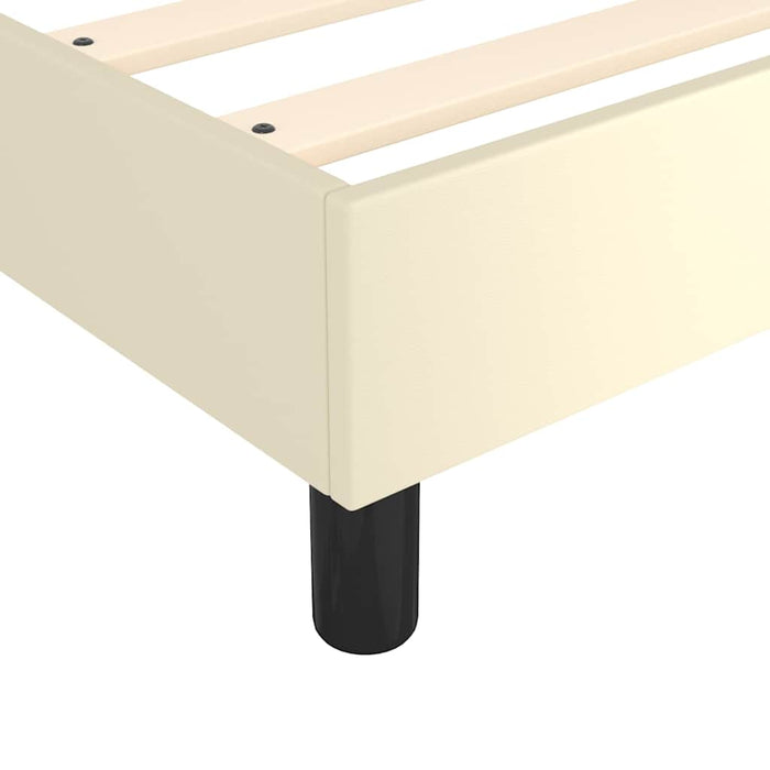Pat box spring cu saltea, crem, 160x200 cm, piele ecologică WALTI
