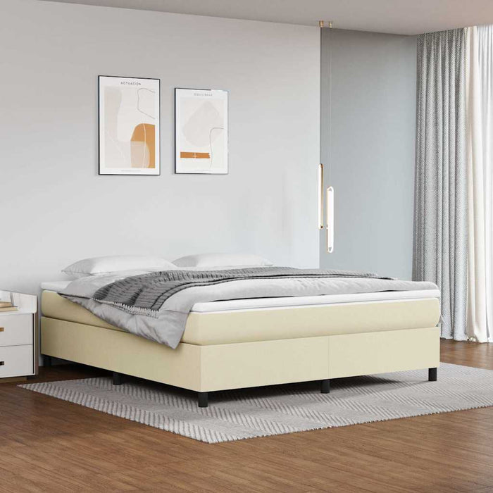 Pat box spring cu saltea, crem, 160x200 cm, piele ecologică WALTI