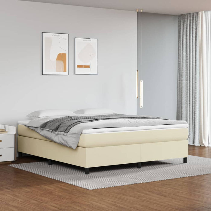 Pat box spring cu saltea, crem, 180x200 cm, piele ecologică - WALTI WALTI