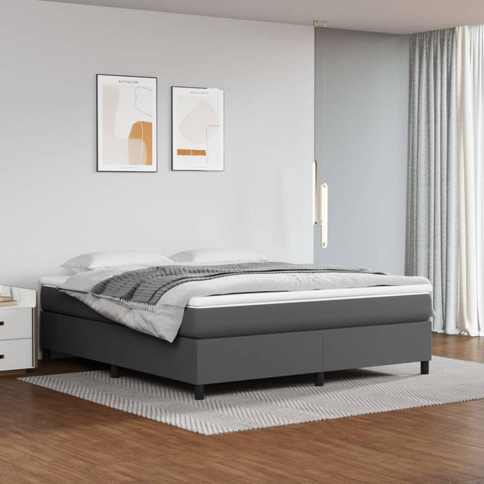 Pat box spring cu saltea, gri, 180x200 cm, piele ecologică - WALTI WALTI