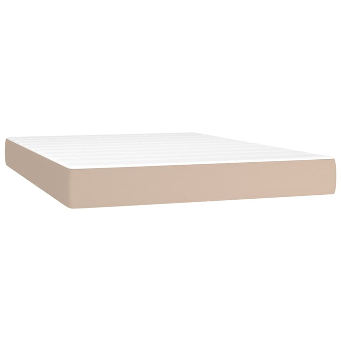Pat box spring cu saltea, cappuccino, 180x200cm piele ecologică WALTI