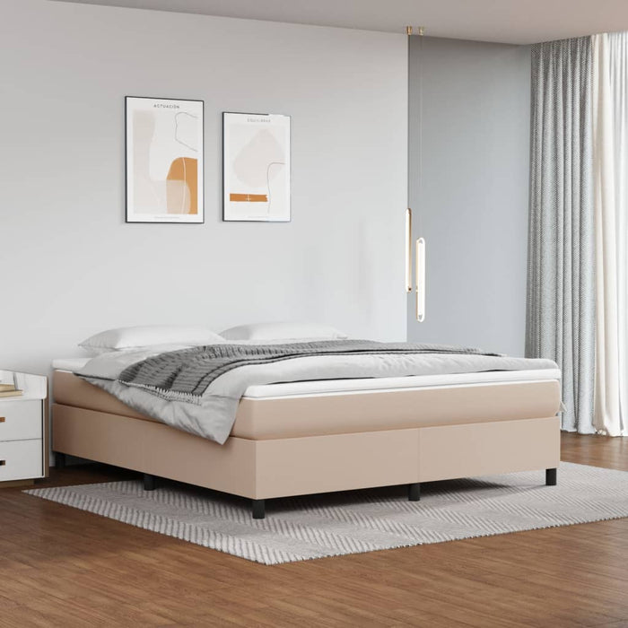 Pat box spring cu saltea, cappuccino, 180x200cm piele ecologică WALTI