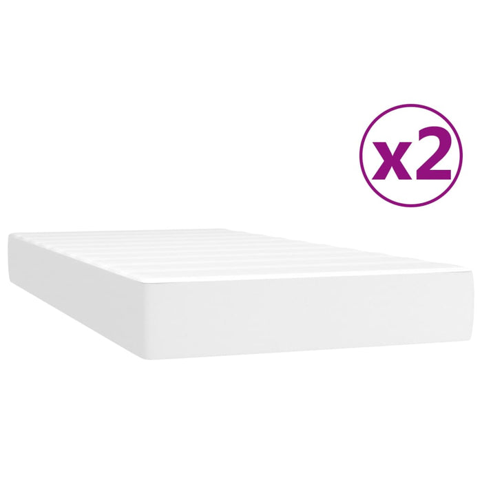 Pat box spring cu saltea, alb, 200x200 cm, piele ecologică - WALTI WALTI