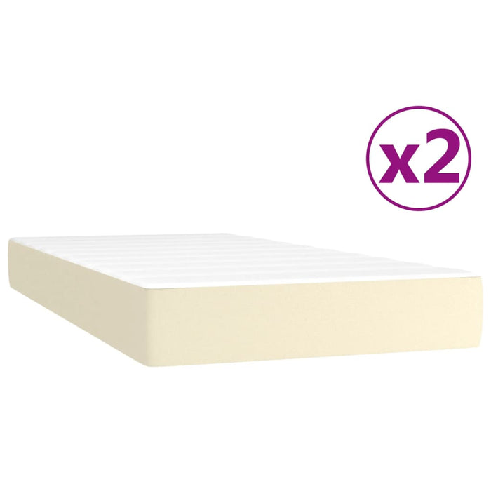 Pat continental cu saltea, crem, 200x200 cm, piele ecologică WALTI
