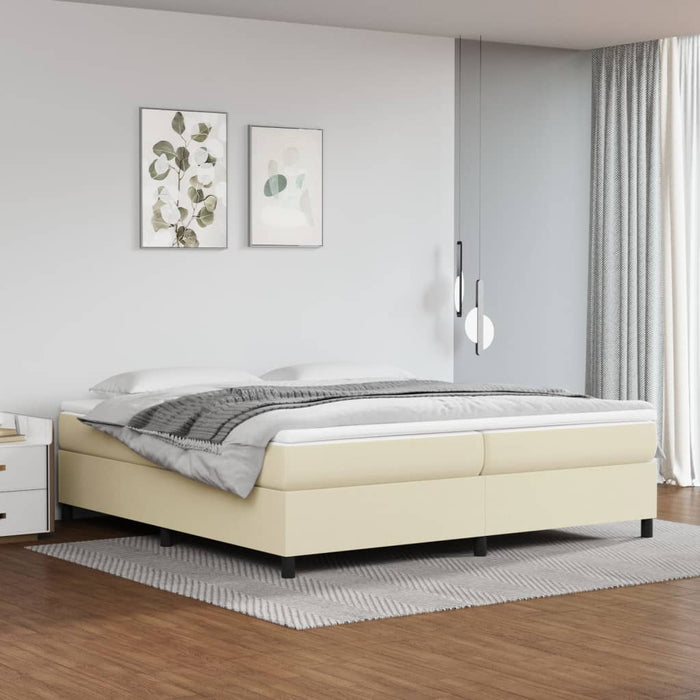 Pat continental cu saltea, crem, 200x200 cm, piele ecologică WALTI