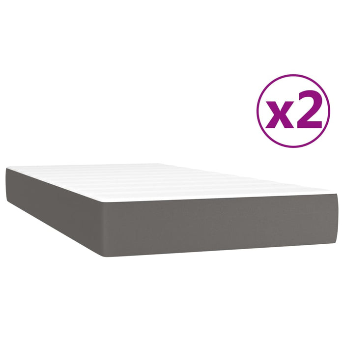 Pat box spring cu saltea, gri, 200x200 cm, piele ecologică - WALTI WALTI