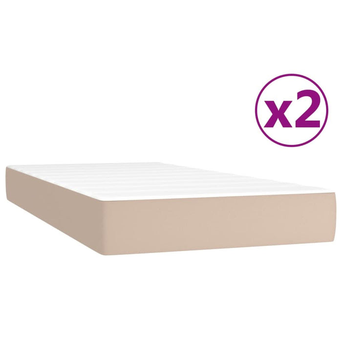 Pat continental cu saltea, cappuccino, 200x200 cm, piele eco WALTI
