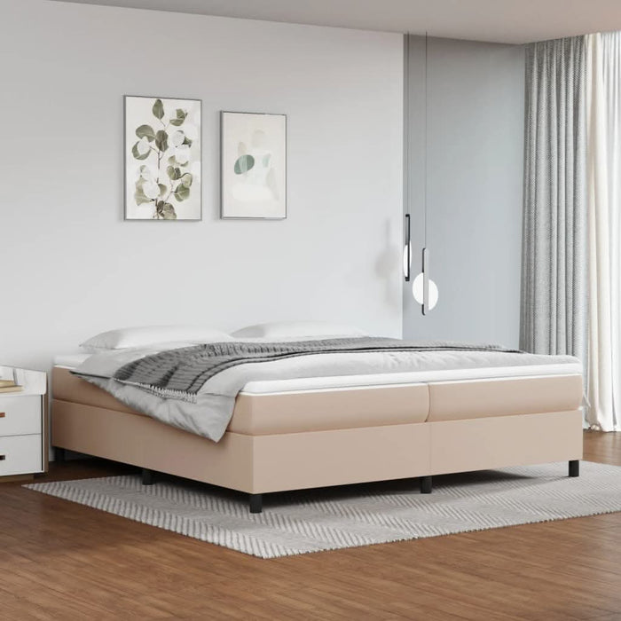 Pat continental cu saltea, cappuccino, 200x200 cm, piele eco WALTI