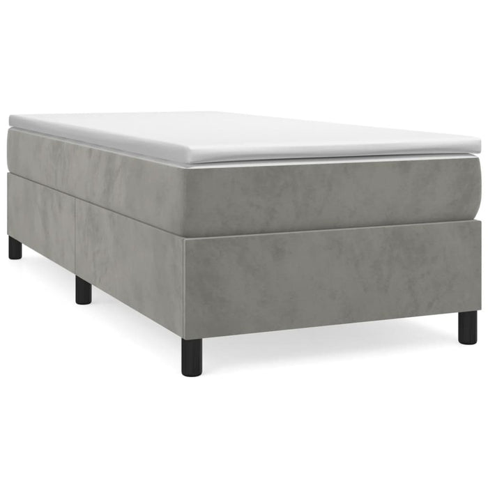 Pat box spring cu saltea, gri deschis, 80x200 cm, catifea - WALTI WALTI