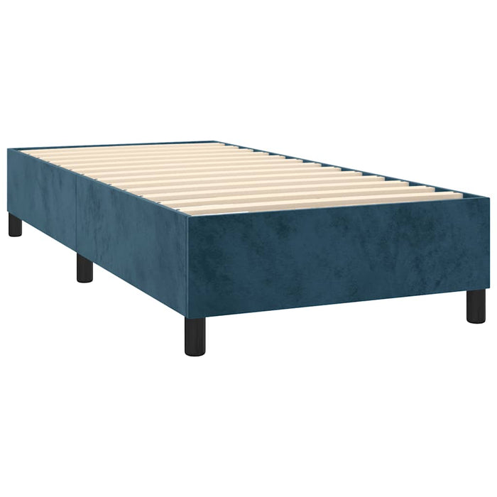 Pat box spring cu saltea, albastru închis, 80x200 cm, catifea - WALTI WALTI