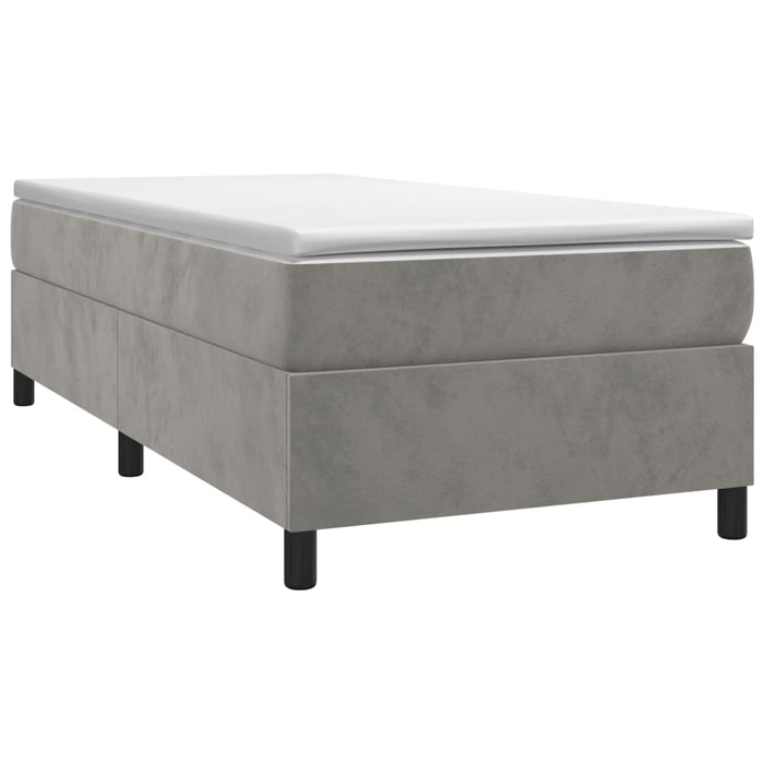 Pat box spring cu saltea, gri deschis, 90x190 cm, catifea - WALTI WALTI