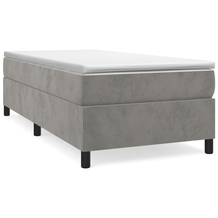 Pat box spring cu saltea, gri deschis, 90x200 cm, catifea - WALTI WALTI