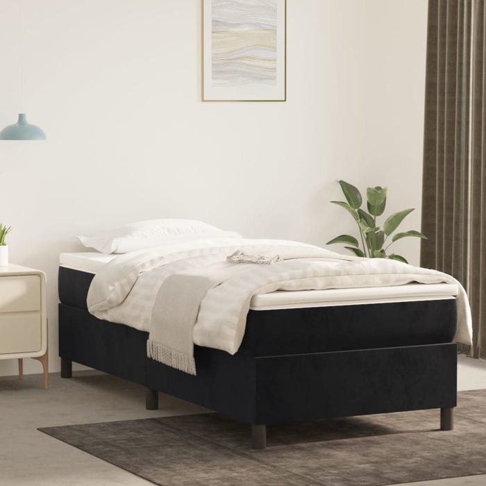 Pat box spring cu saltea, negru, 90x200 cm, catifea - WALTI WALTI