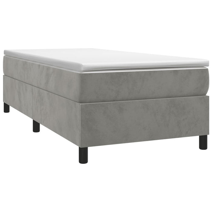 Pat box spring cu saltea, gri deschis, 100x200 cm, catifea - WALTI WALTI