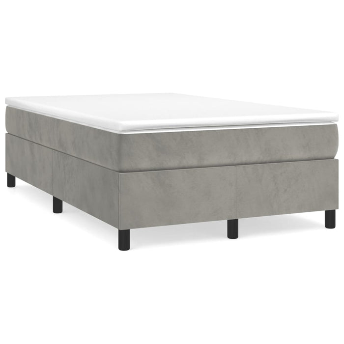 Pat box spring cu saltea, gri deschis, 120x200 cm, catifea - WALTI WALTI