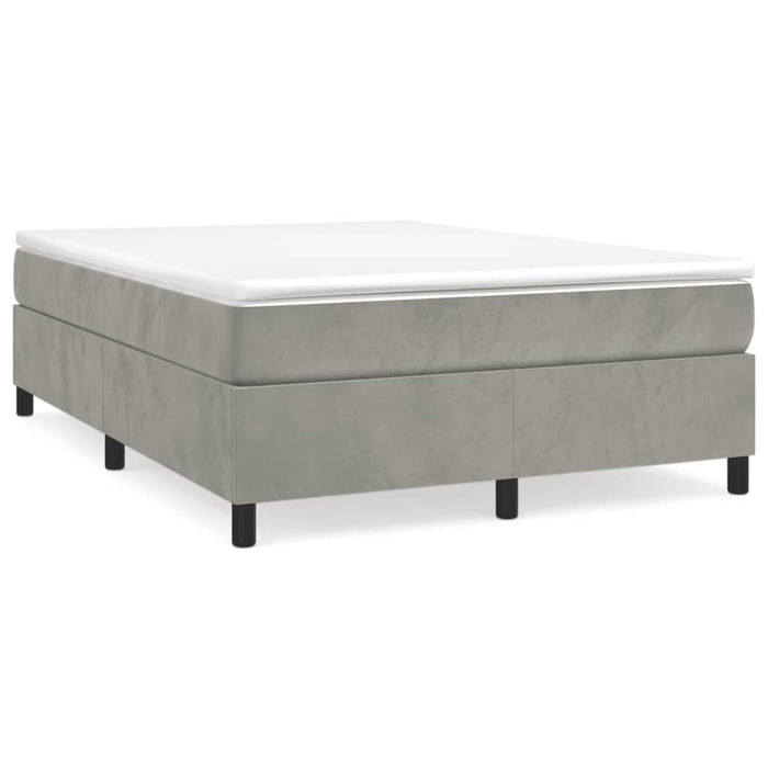Pat box spring cu saltea, gri deschis, 140x190 cm, catifea - WALTI WALTI