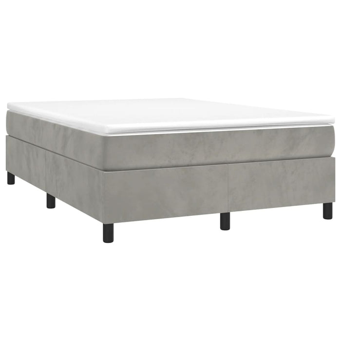 Pat box spring cu saltea, gri deschis, 140x190 cm, catifea - WALTI WALTI