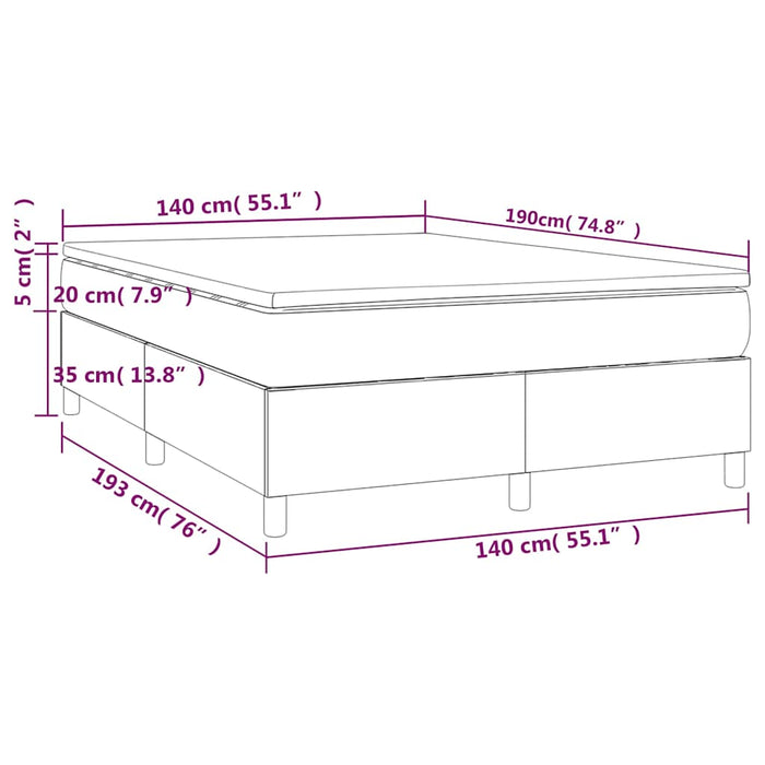 Pat box spring cu saltea, verde închis, 140x190 cm, catifea - WALTI WALTI