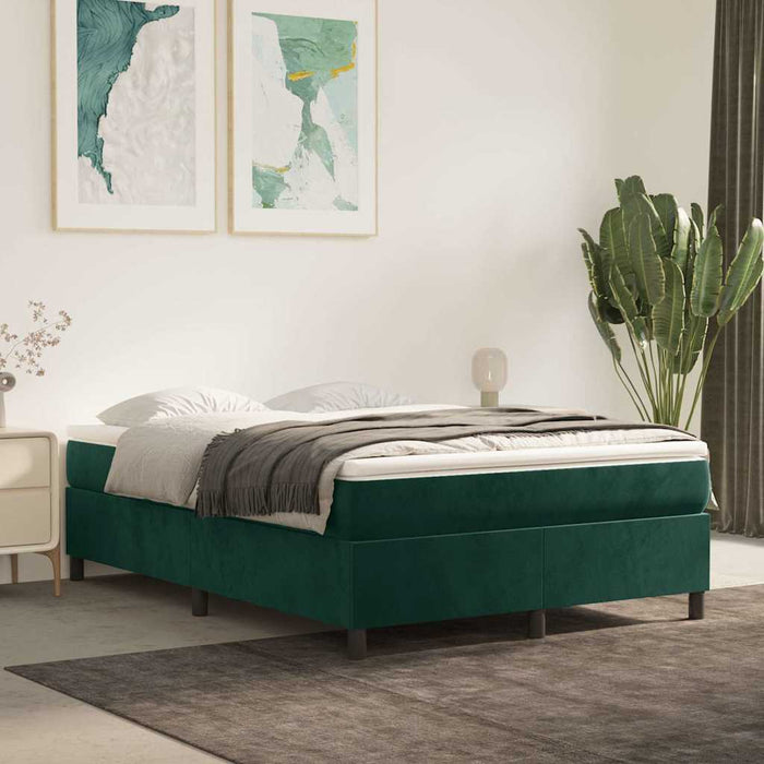 Pat box spring cu saltea, verde închis, 140x190 cm, catifea - WALTI WALTI