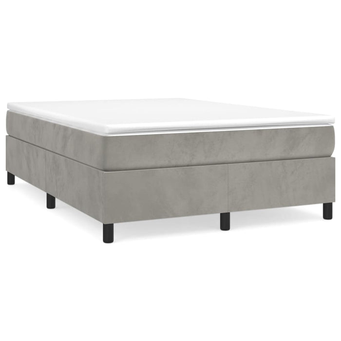 Pat box spring cu saltea, gri deschis, 140x200 cm, catifea - WALTI WALTI