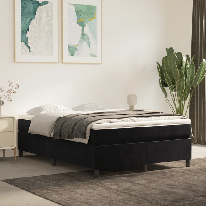 Pat box spring cu saltea, negru, 140x200 cm, catifea WALTI