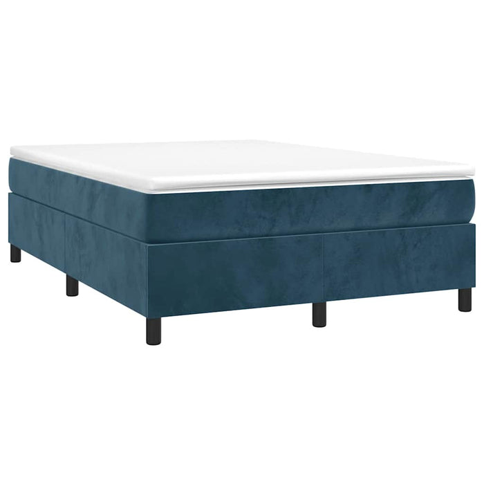 Pat box spring cu saltea, albastru închis, 140x200 cm, catifea WALTI