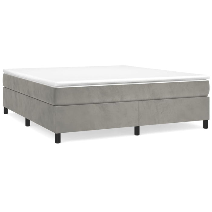 Pat box spring cu saltea, gri deschis, 160x200 cm, catifea - WALTI WALTI